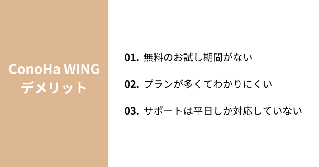 ConoHa WINGのデメリット