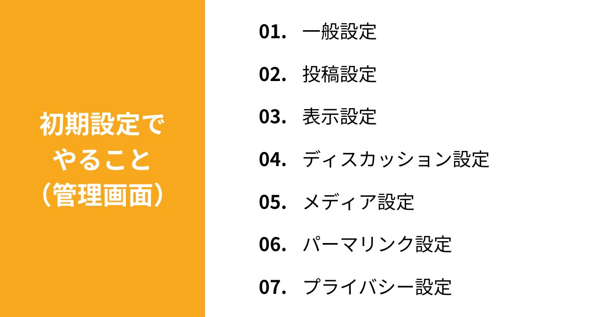 初期設定でやること(管理画面)